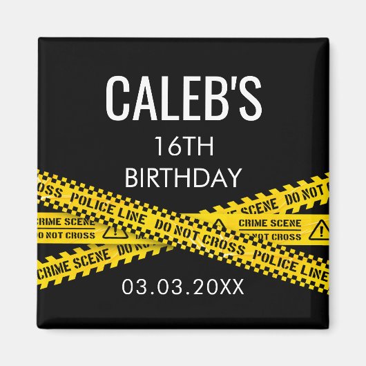 Mord Mystery Party Dinner Gelbe Polizeistreifen Magnet (Vorne)