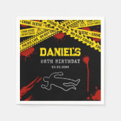 Mord Mystery-Party mit Gelbband und Blut Serviette (Vorderseite)