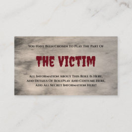 Mord Mystery Party Victim Begleitkarte
