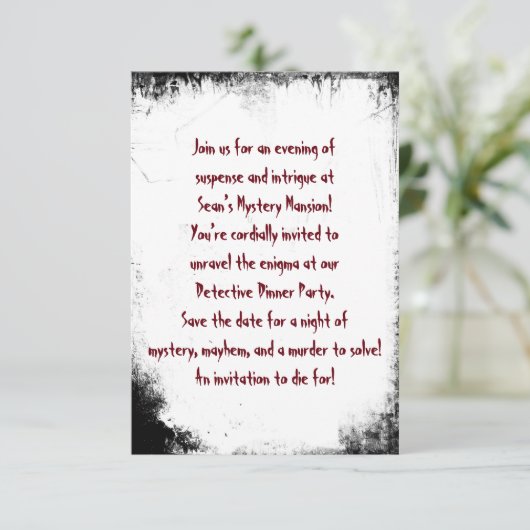 Mord Mystery Save the Date Party (Stehend Vorderseite)