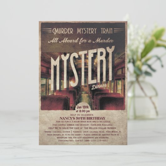 Mord-Mystery Train Einladung (Stehend Vorderseite)