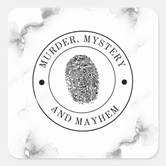 Mord Mystery und Mayhem Quadratischer Aufkleber (Vorderseite)