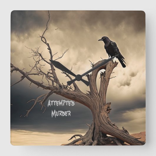 Mord versucht quadratische wanduhr (Vorderseite)