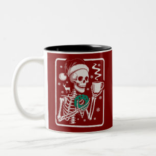 Mord zeigt Freunden Horror-T-Shirt Skelett Weihnac Zweifarbige Tasse