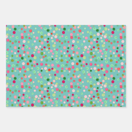 Morden Xmas Confetti Dots Abstraktes Dreieck Herz Geschenkpapier Set (Vorderseite 3)