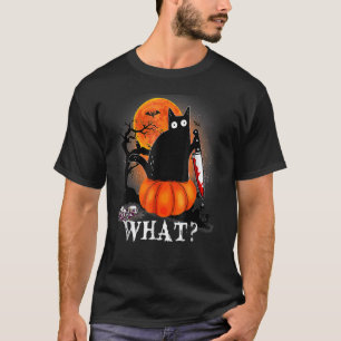 Mörder Halloween Gruselige Mond Schwarze Katze Mit T-Shirt