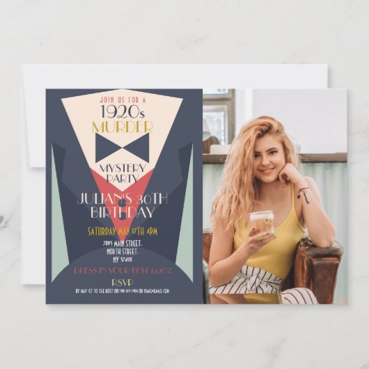 Mörder Mystery Elegant Art-Déco-Einladung von 1920 Einladung (Vorderseite)