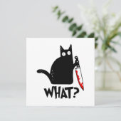 Mörderische Katze mit Messer Einladung (Stehend Vorderseite)