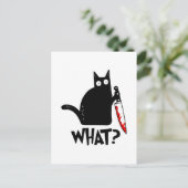Mörderische Katze mit Messer Feiertagspostkarte (Stehend Vorderseite)