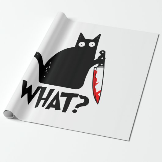 Mörderische Katze mit Messer Geschenkpapier (Ungerollt)
