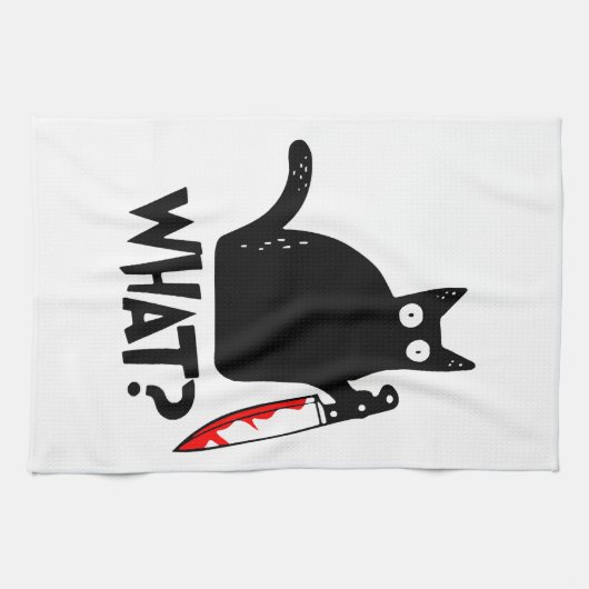 Mörderische Katze mit Messer Geschirrtuch (Horizontal)