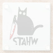 Mörderische Katze mit Messer Glasuntersetzer (Rückseite)