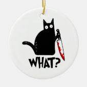 Mörderische Katze mit Messer Keramik Ornament (Vorne)