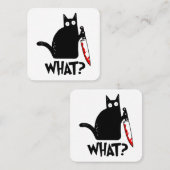 Mörderische Katze mit Messer Quadratische Visitenkarte (Vorne/Hinten)