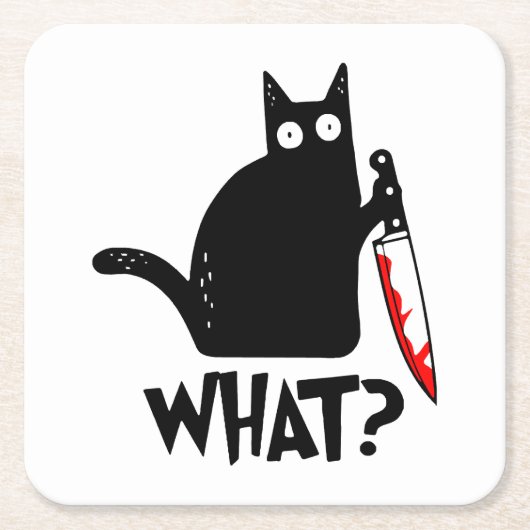 Mörderische Katze mit Messer Rechteckiger Pappuntersetzer (Vorderseite)