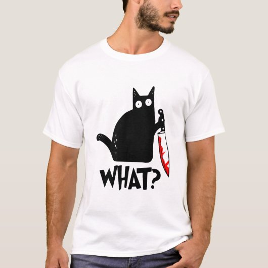 Mörderische Katze mit Messer T-Shirt (Vorderseite)