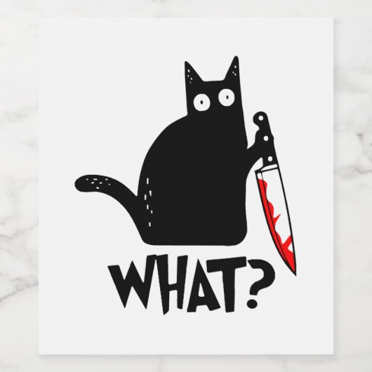 Mörderische Katze mit Messer Weinetikett (Einzelnes Label)