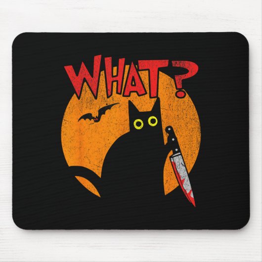 Mörderische schwarze Katze mit Messer Lustiges Hal Mousepad (Vorne)