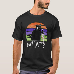 Mörderische schwarze Katze sagt Was mit Messer Hal T-Shirt