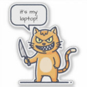 Mörderkatze mit Messer Aufkleber (Vorderseite)