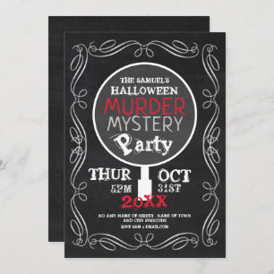 Mördermysterium, Chalkboard-Halloween-Party Einladung