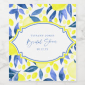 Mordern Blue Yellow Lemons Brautparty Weinetikett (Einzelnes Label)