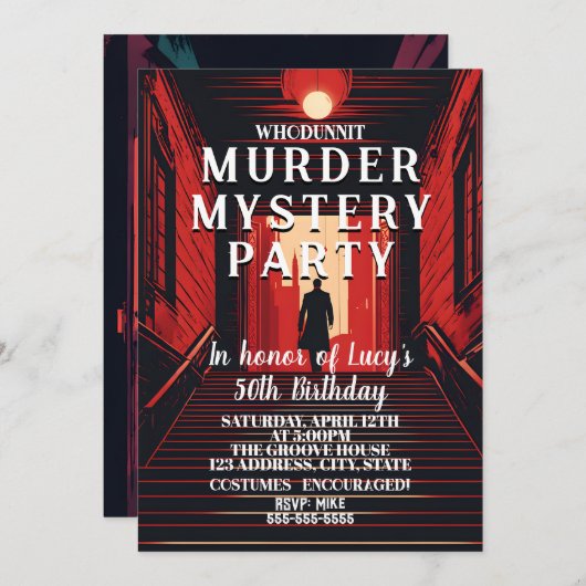 Mordmysterium für Whirlpool-Detektiv Dinner Party Einladung (Vorne/Hinten)