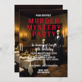 Mordmysterium im Stil der 1950er Jahre - Party Einladung (Vorne/Hinten)