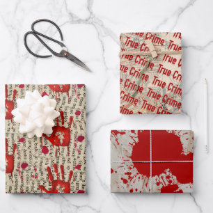 Mordrätsel-Kriminalitätsfan-Cold-Case-blutig  Geschenkpapier Set