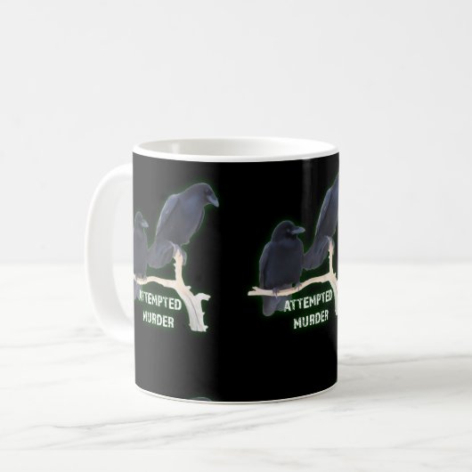 Mordversuch lustiges Corvids Kaffeetasse (Vorderseite Links)