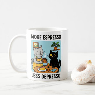 More Espresso Less Depresso Black Cat Kaffeetasse