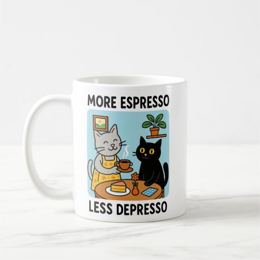 More Espresso Less Depresso Black Cat Kaffeetasse (Links)