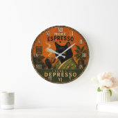 More Espresso Less Depresso Cat Große Wanduhr (Zuhause)