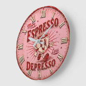 More Espresso Less Depresso Große Wanduhr (Winkel)