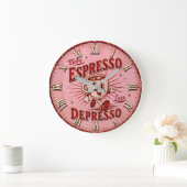 More Espresso Less Depresso Große Wanduhr (Zuhause)