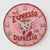 More Espresso Less Depresso Große Wanduhr (Vorderseite)