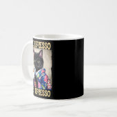 More Espresso Less Depresso Japanese Art Funny Cat Kaffeetasse (Vorderseite Links)