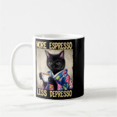 More Espresso Less Depresso Japanese Art Funny Cat Kaffeetasse (Links)