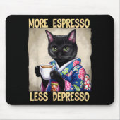 More Espresso Less Depresso Japanese Art Funny Cat Mousepad (Vorne)