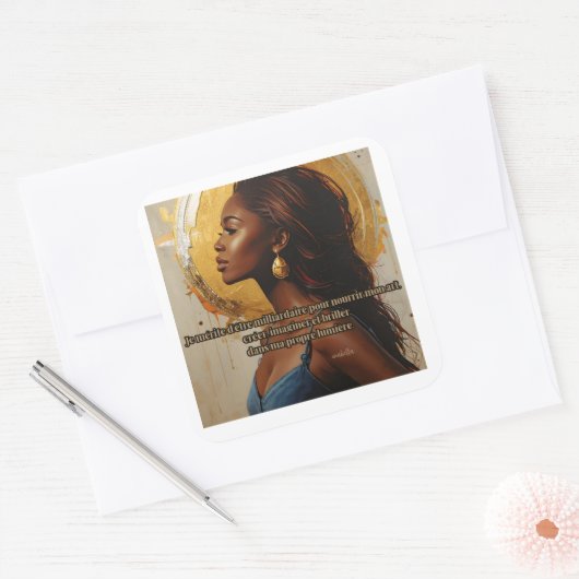 More motivational version quadratischer aufkleber (Umschlag)