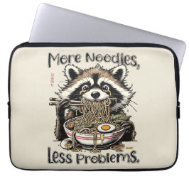 More noodles less problems raccoon eating ramen laptopschutzhülle