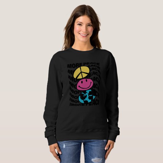 More Peace Trippy Repeat Peace Sign Happy Face Ear Sweatshirt (Vorne ganz)