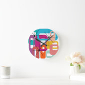 More Rectangles and Starbursts Runde Wanduhr (Zuhause)