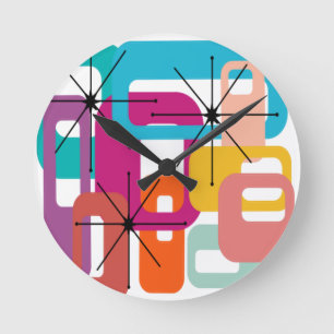 More Rectangles and Starbursts Runde Wanduhr
