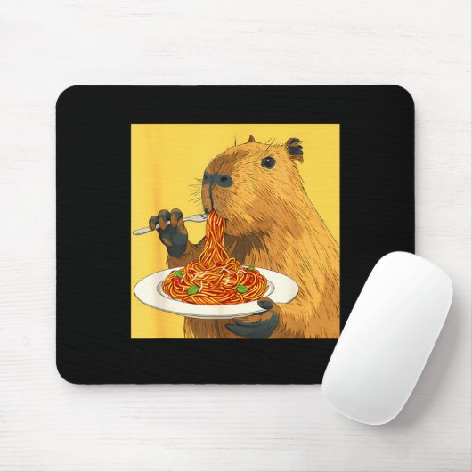 More Spaghetti Less Upsetti Capybara Illustration Mousepad (Mit Mouse)