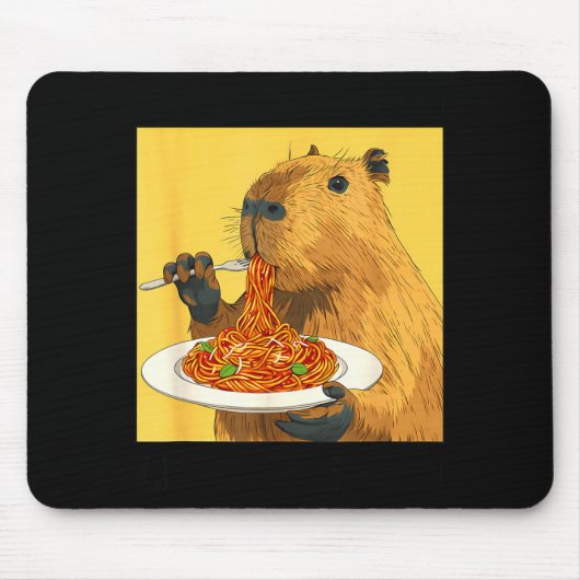 More Spaghetti Less Upsetti Capybara Illustration Mousepad (Vorne)