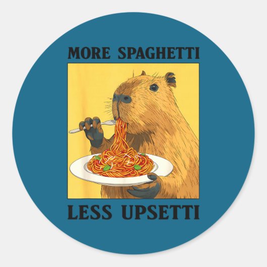 More Spaghetti Less Upsetti Capybara Runder Aufkleber (Vorderseite)