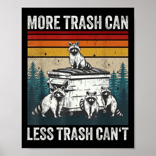 More Trash Can Less Trash Can't Retro Humor Funny Poster (Vorne)