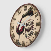 More Wine Please Rustic Home Bar Große Wanduhr (Winkel)