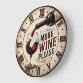 More Wine Please Rustic Vineyard Home Bar Große Wanduhr (Winkel)